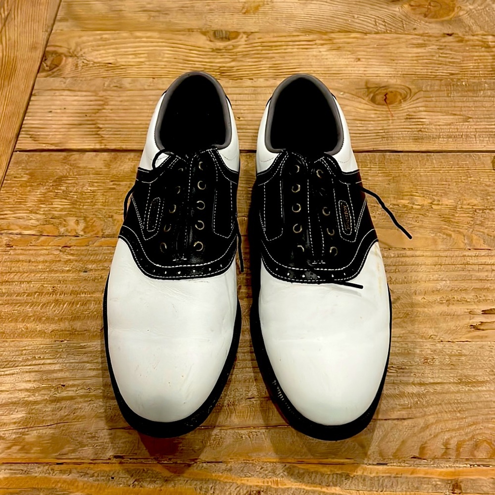 Footjoy 53427 Dryjoys ECL White Black Leather Saddle Size 10.5 W Mens Golf Shoes
